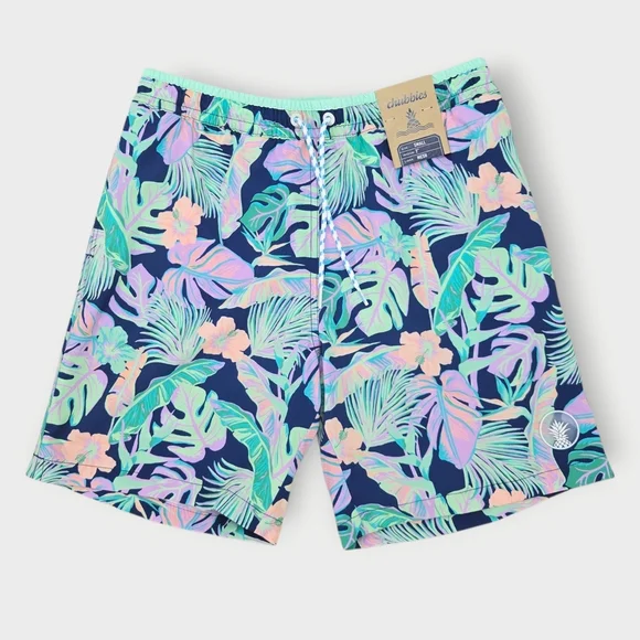 Men’s Chubbies The Night Faunas 7” Classic Swim Trunks Sz Small NWT - Picture 1 of 6